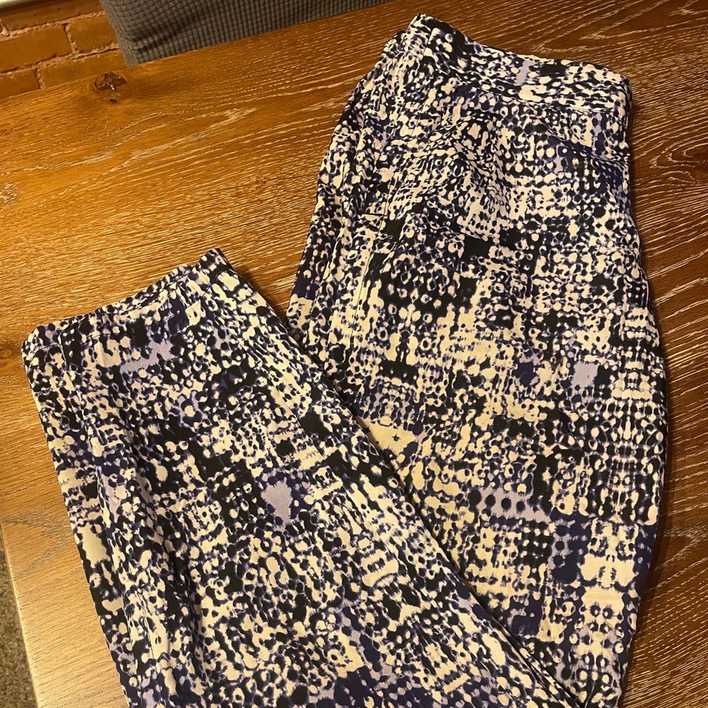 Navy blue and white pattern soft pants